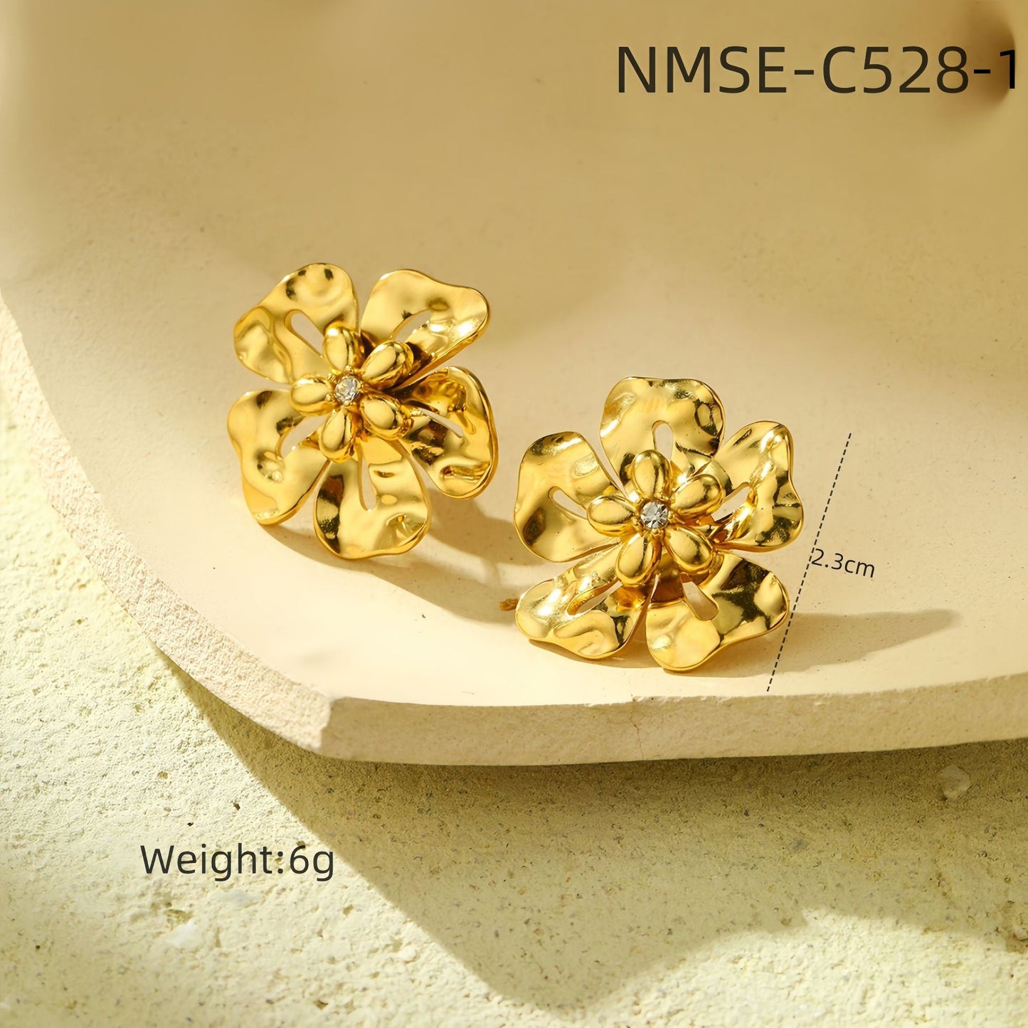 Vintage Floral Pearl-Embellished Titanium Steel Stud Earrings with Rhinestone Accents and Textured Folded Petal Design