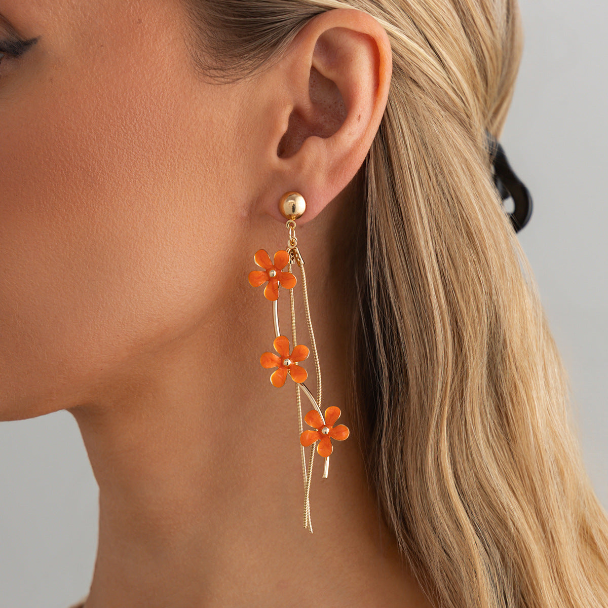Sweet Floral Plated Iron Earrings for Women