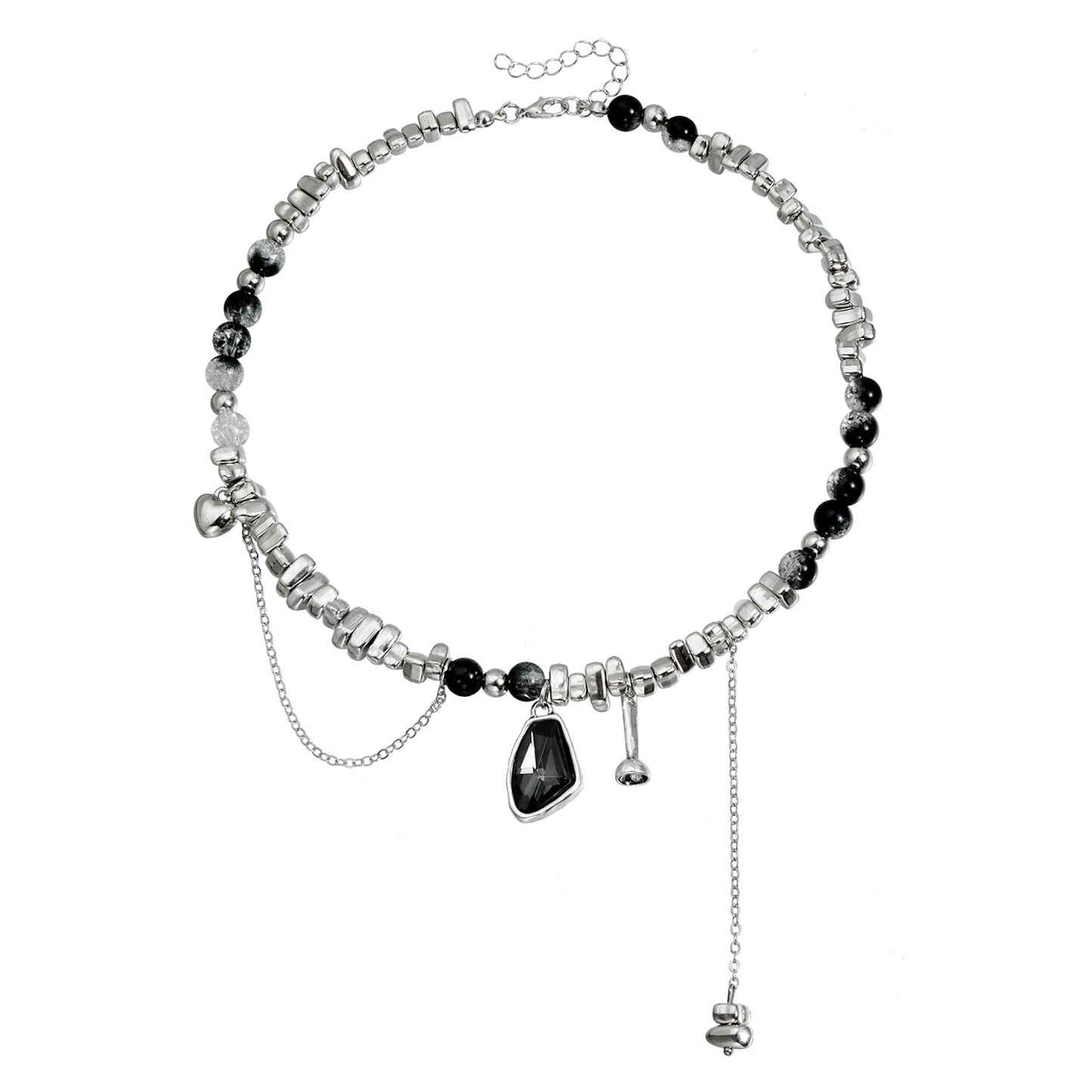 Geometric Alloy Plated Pendant Tassel Necklace for Women