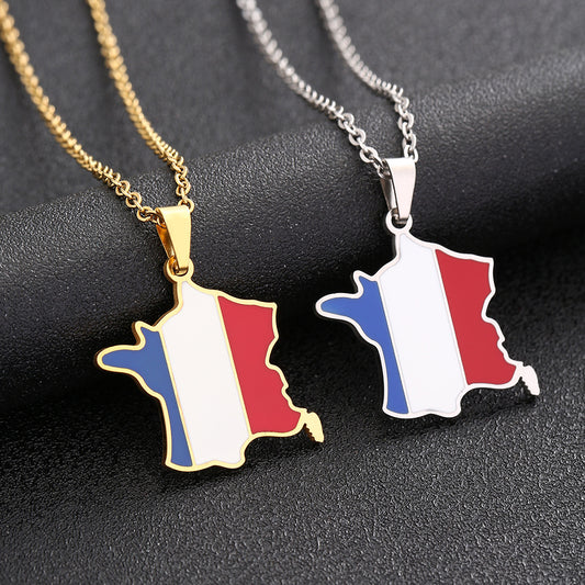 Collana con ciondolo geometrico in stile etnico in acciaio inossidabile con smalto, unisex