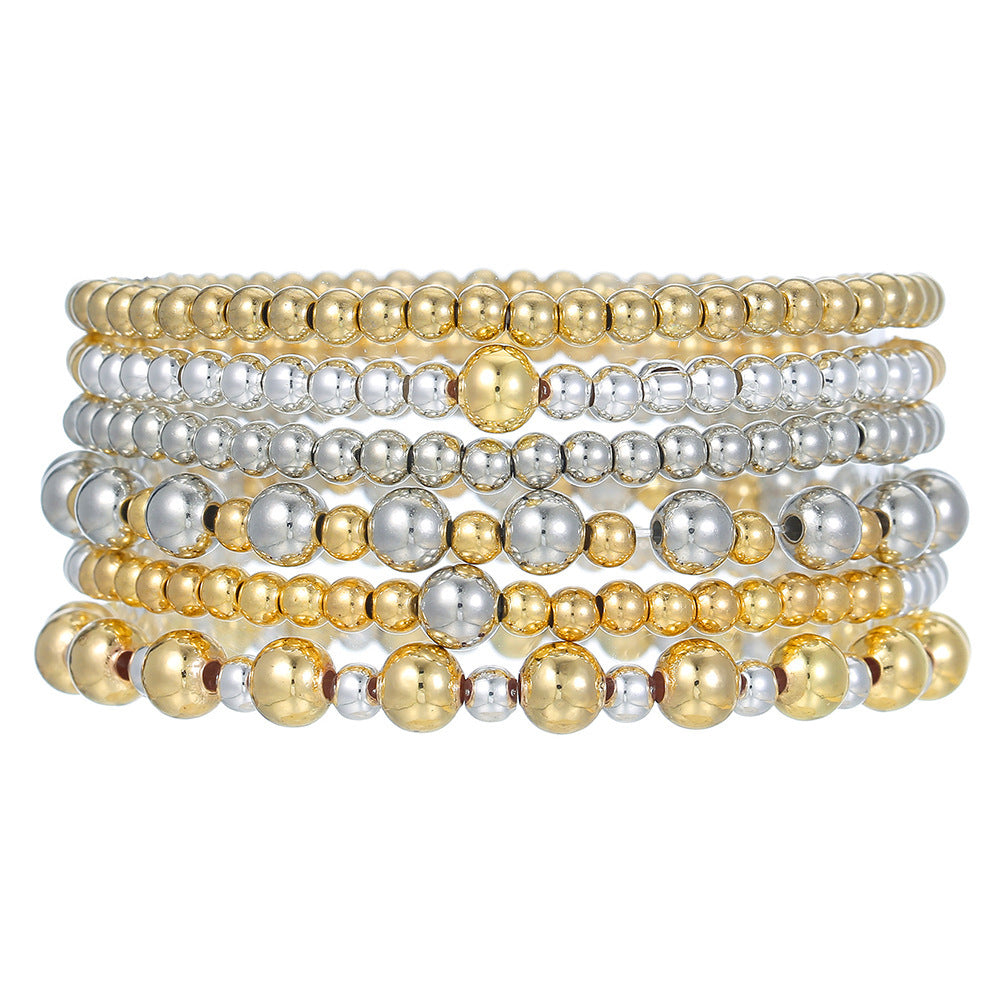Fashion Round Cross Beaded Stretch Bracelet for Women
