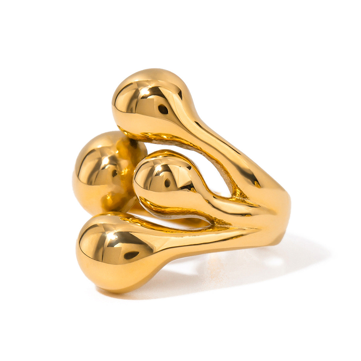 Anello Minimalista Geometrico in Acciaio Inox con Finitura Placcata per Donna, Fascia Regolabile alla Moda