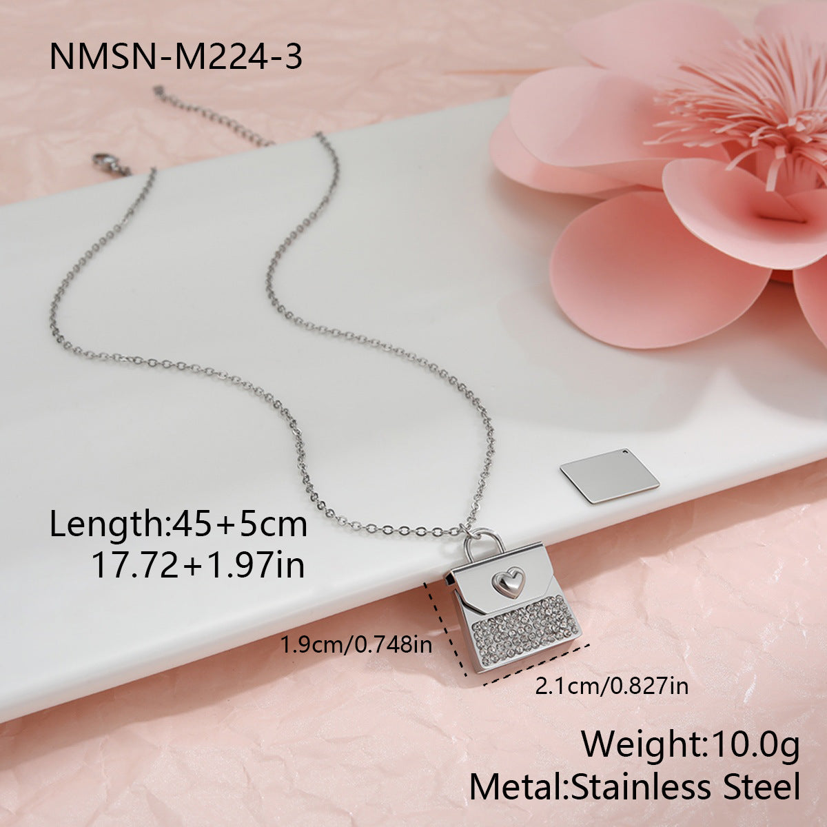 Elegante collana da donna in acciaio inossidabile placcato oro 18 carati con ciondolo a forma di busta a cuore fai da te