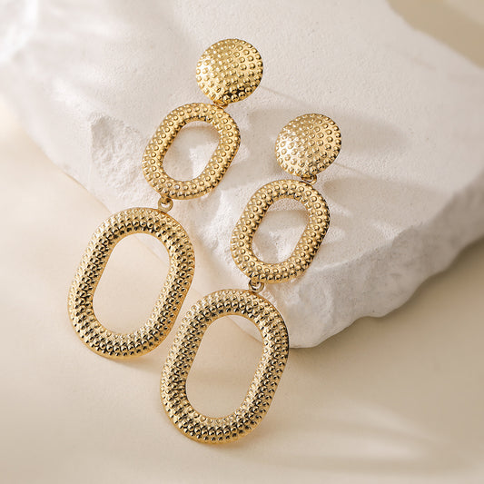 Minimalist Vintage 18K Gold Plated Stainless Steel Geometric Earrings for Women