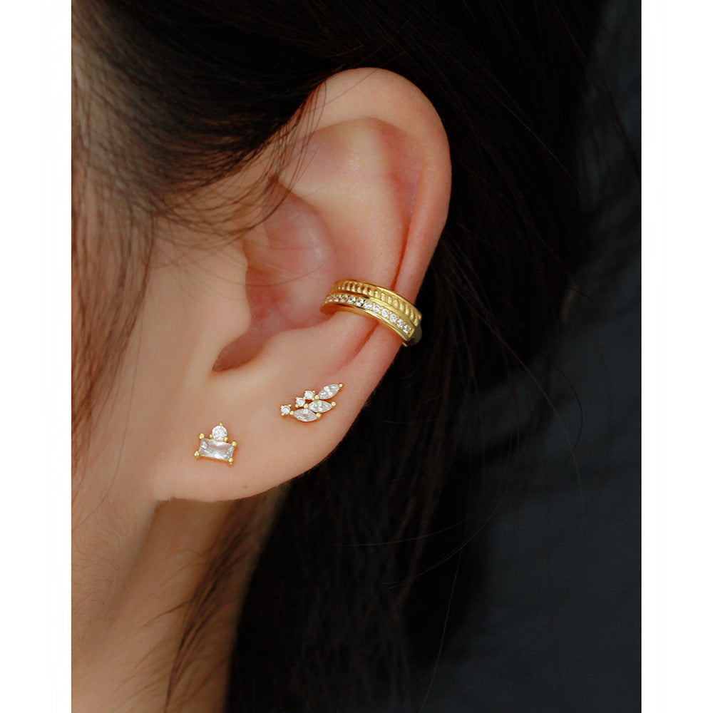 925 Sterling Silver Floral Geometric Earrings