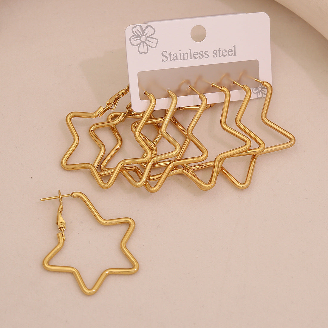 Fashion Geometric Hexagonal Stainless Steel Hoop Earrings with Plated Finish for Women