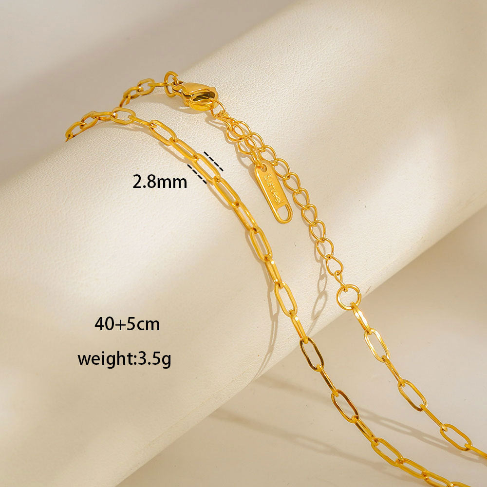 Collana con Ciondoli Geometrici Minimalisti in Acciaio al Titanio Placcato con Nappe, Charm Fai da Te per Donne