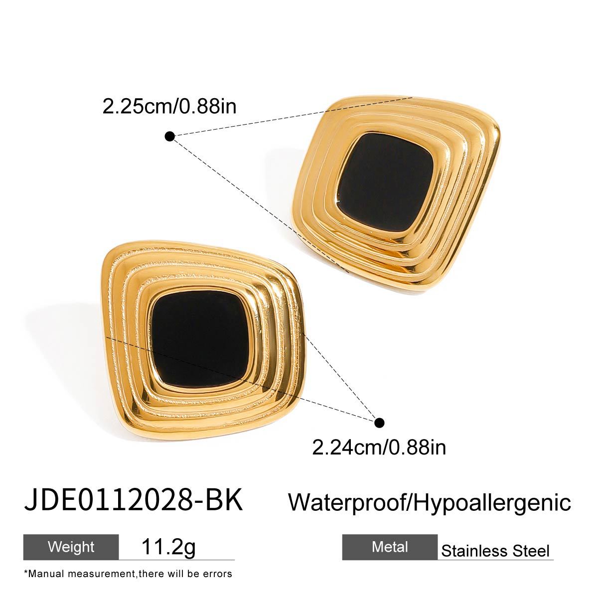 Minimalist Geometric Square Resin Inlay Stainless Steel Stud Earrings for Women