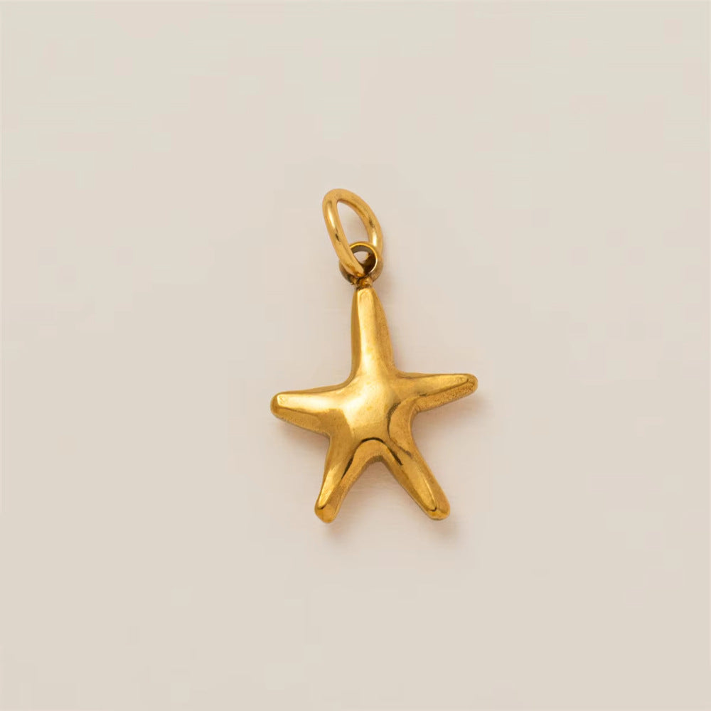 Vintage 18K Gold Plated Stainless Steel Star Sun Charm Bar for Women