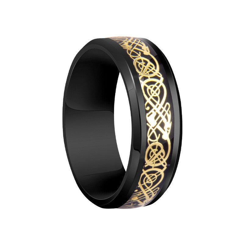 Vintage Geometric Titanium Steel Plated Ring Unisex Stainless Steel Jewelry
