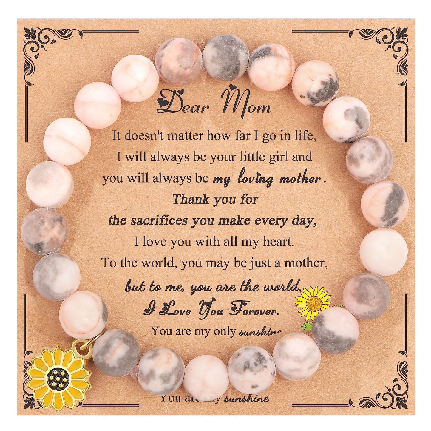 Sweet Floral Sunflower Gemstone Charm Bracelet for Women