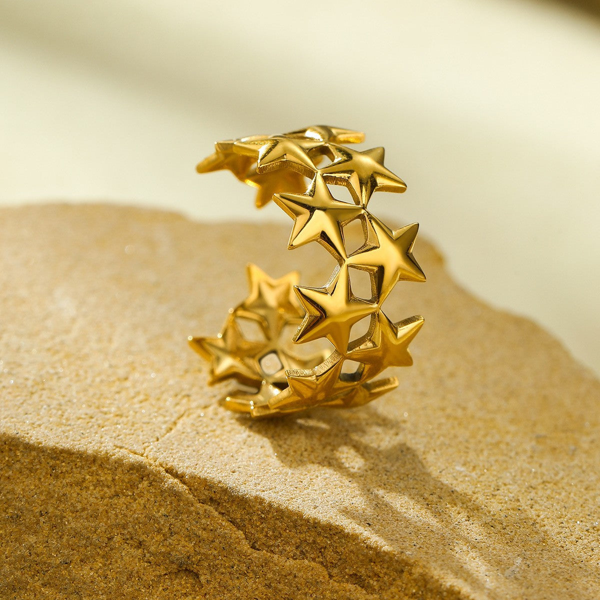 Anello aperto irregolare geometrico minimalista in acciaio inossidabile placcato oro 18 carati, gioielli di moda da donna