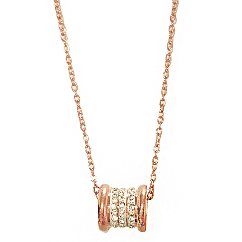 Minimalist Luxury Gold Plated Titanium Steel Geometric Rhinestone Necklace for Unisex
