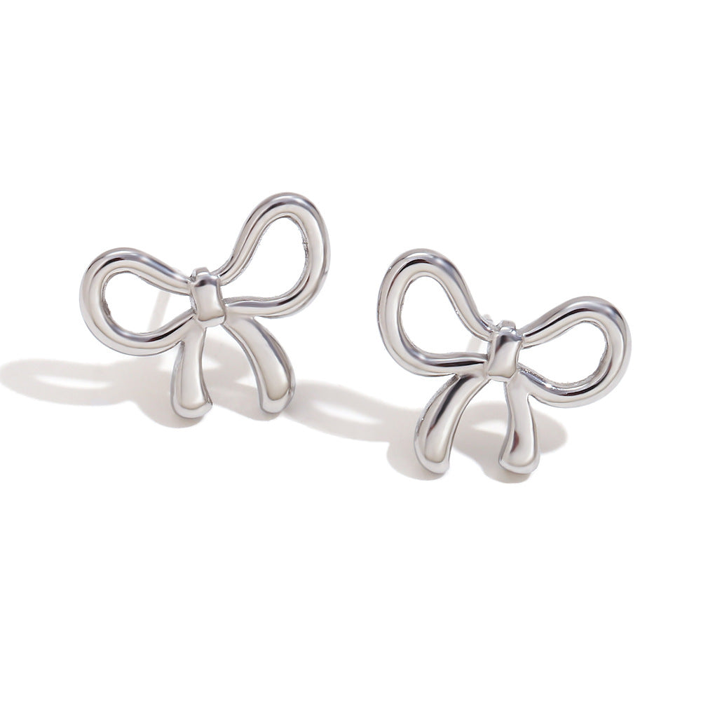 Collana Minimalista da Donna in Acciaio Inossidabile Placcato Oro 18K con Fiocco Carino