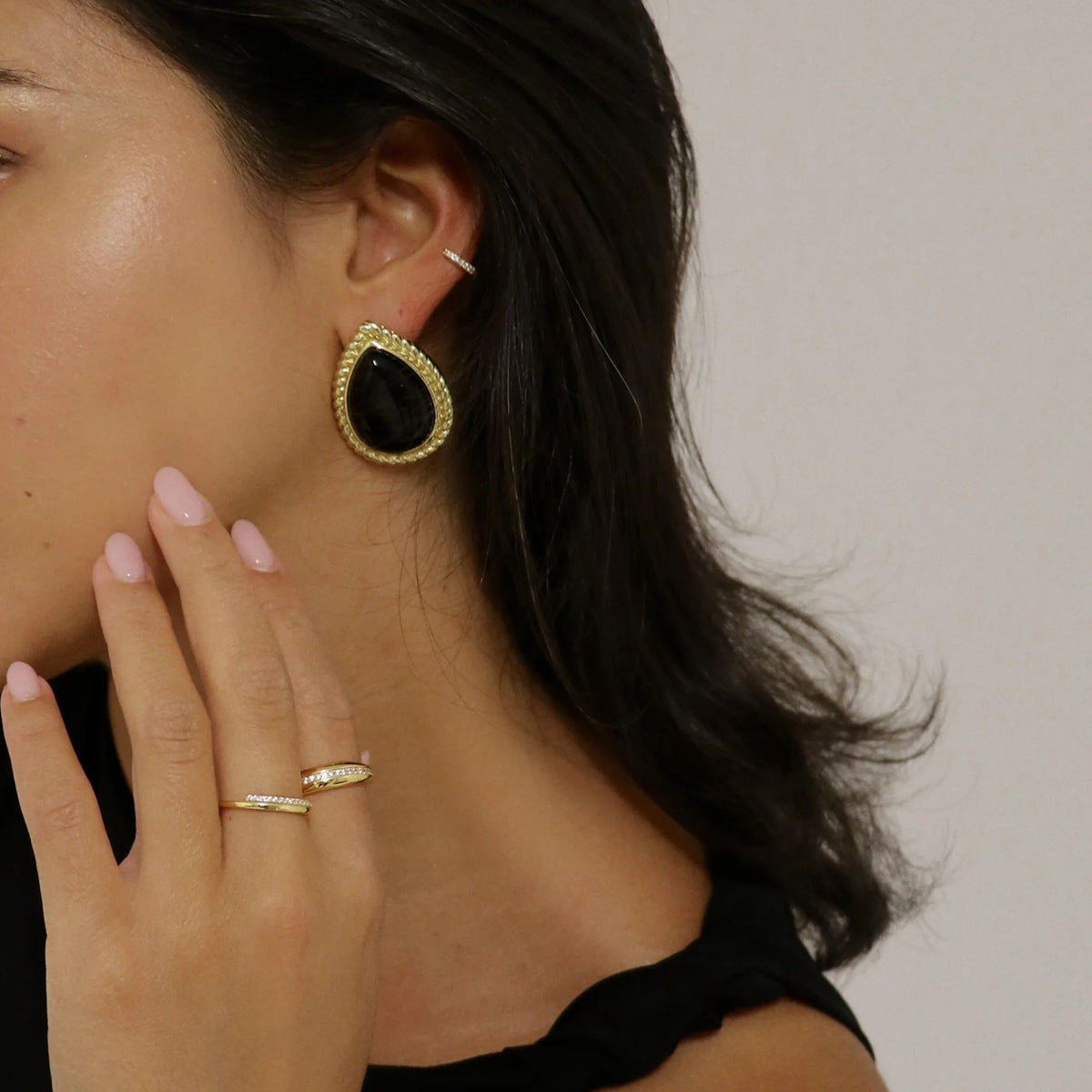 Orecchini a perno geometrici minimalisti in acciaio inossidabile placcato da donna