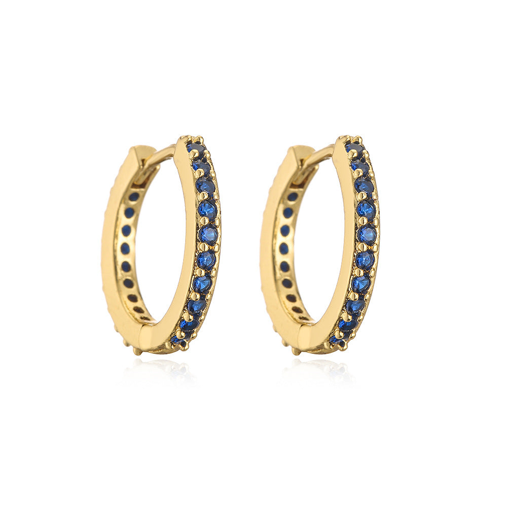 Minimalist Geometric Hoop Earrings for Women in Copper with Micro-Pave Setting