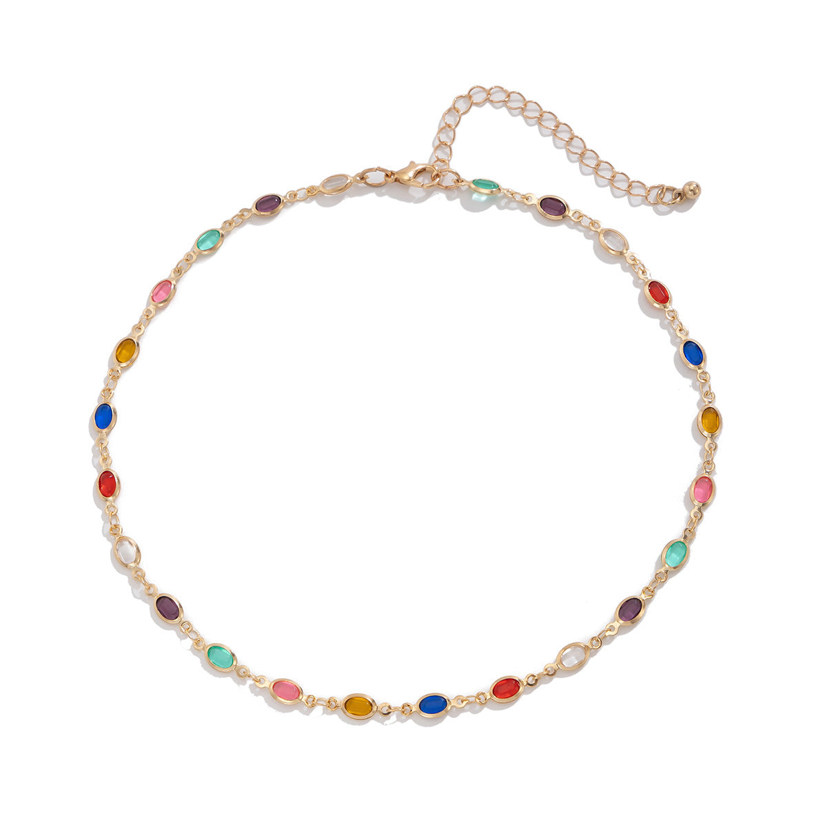 Luxury Elegant Geometric Crystal Plated Necklace Set for Women