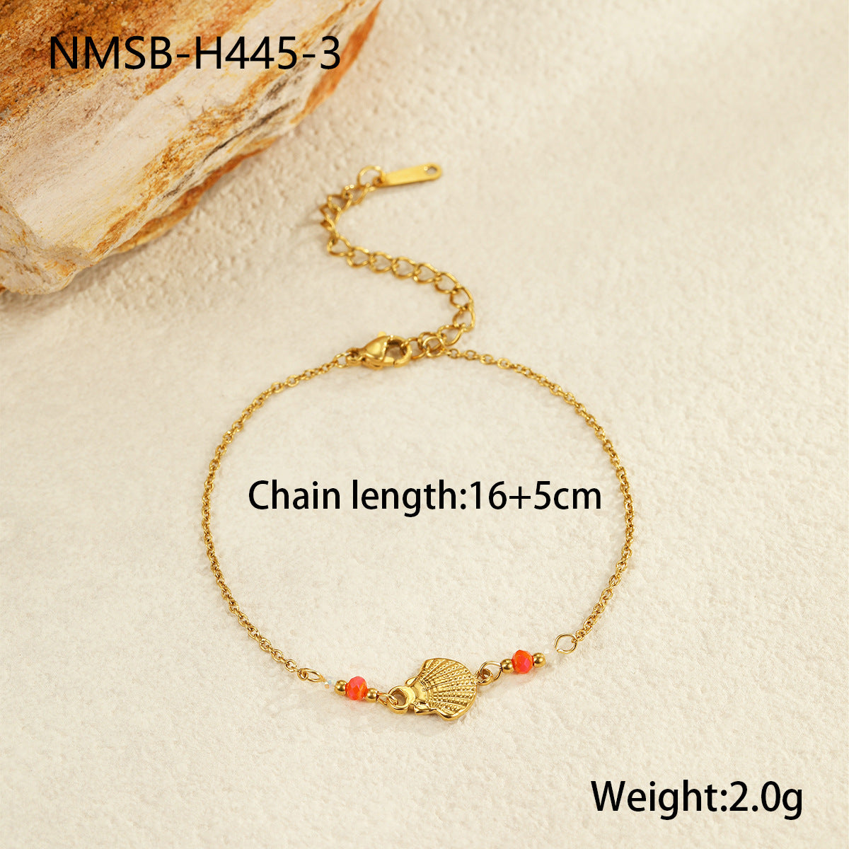 Fashionable Ocean-Themed Coconut Tree and Seashell Pendant Stainless Steel Bracelet with Titanium Steel Plated 18K Gold for Layering