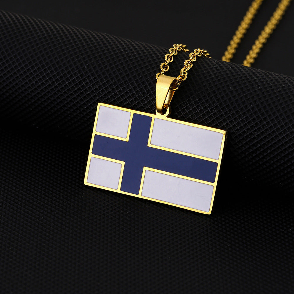 Collana con Pendente Geometrico Rettangolare Minimalista Etnico Vintage in Acciaio Inox con Finitura Smaltata Unisex