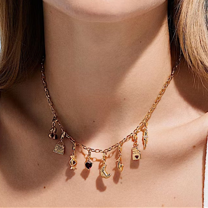 Gold Plated Stainless Steel Animal Geometric Charm Bar Pendant Necklace Bracelet DIY Accessories