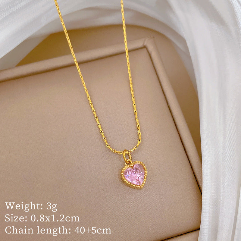 Collar Minimalista de Acero de Titanio Chapado en Oro con Diseño de Corazón, Cadena Irregular para Mujer y Hombre