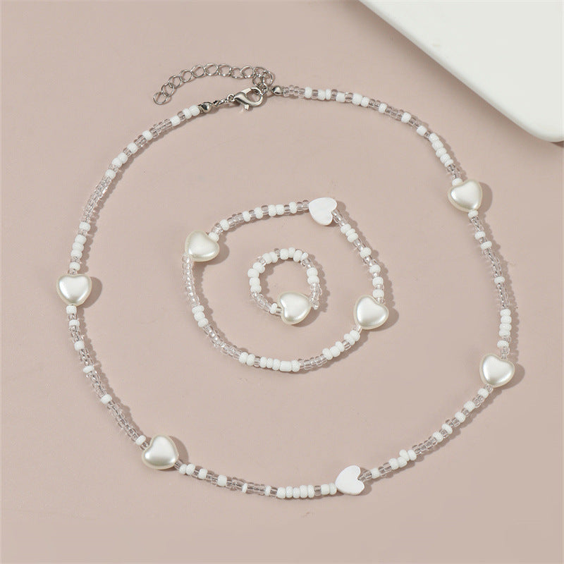 Set di collana con perline in resina a forma di stella, bracciale e anello per bambini, regalo di gioielli minimalisti fatti a mano