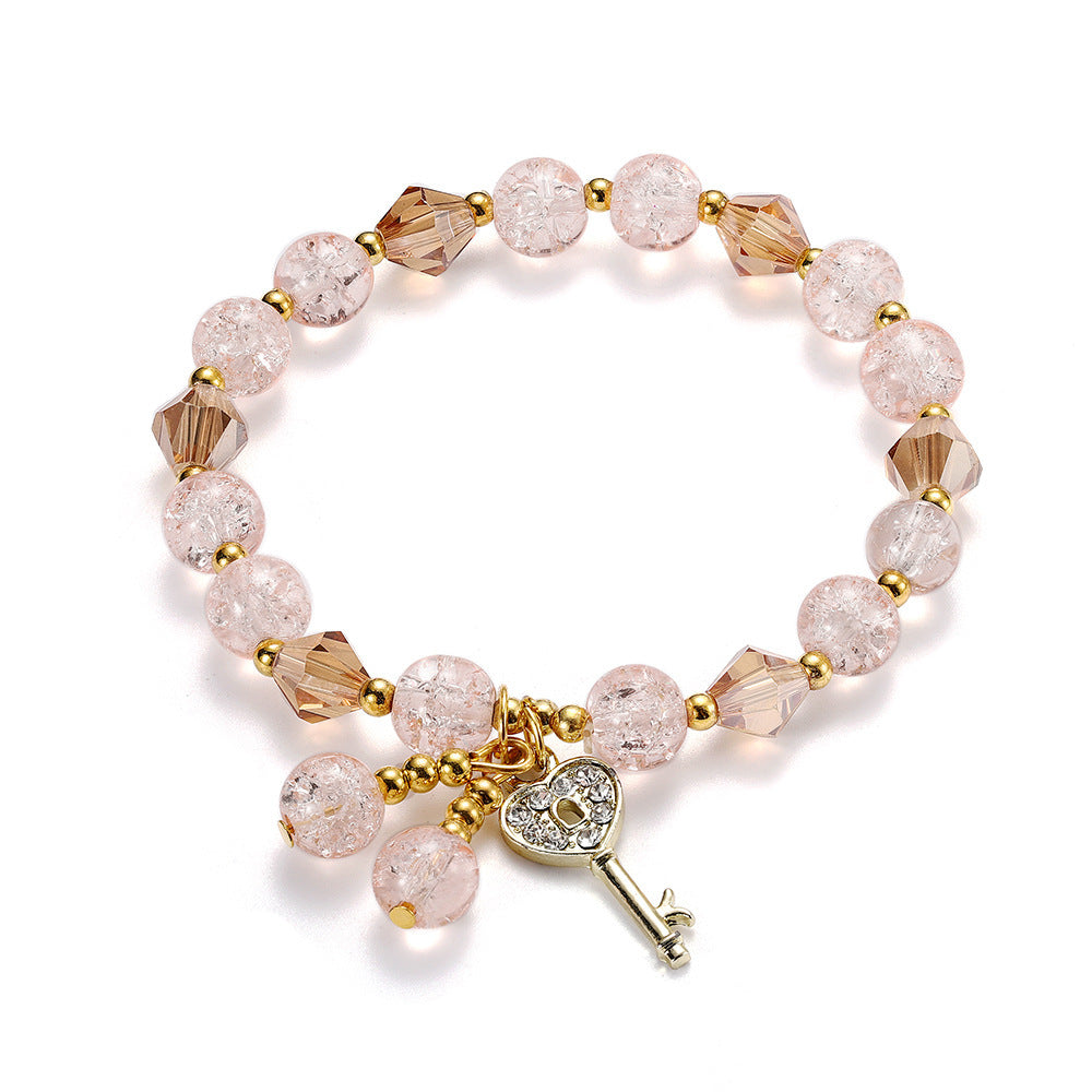 Geometric Key Crystal Glass Polished Bracelet for Women