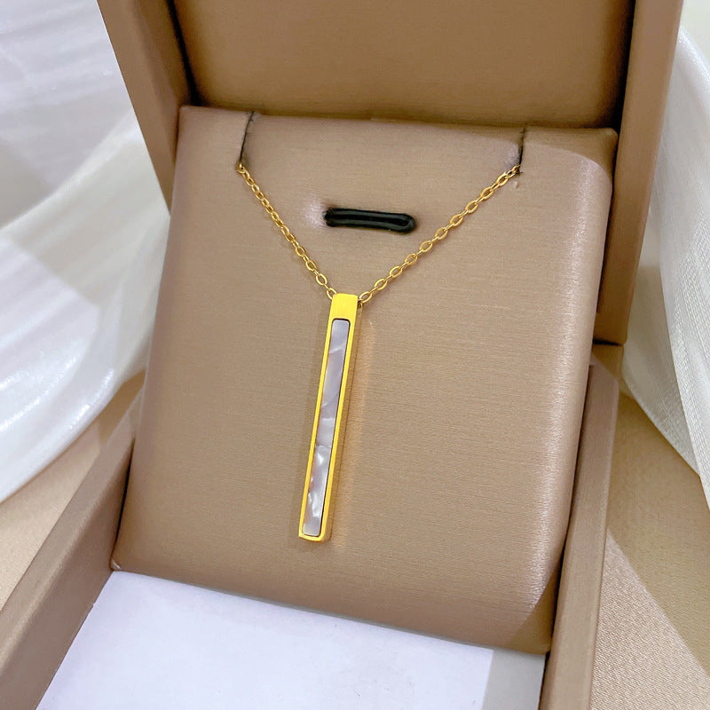 Geometric Minimalist Titanium Steel Pendant Necklace for Women and Men with Irregular Chain