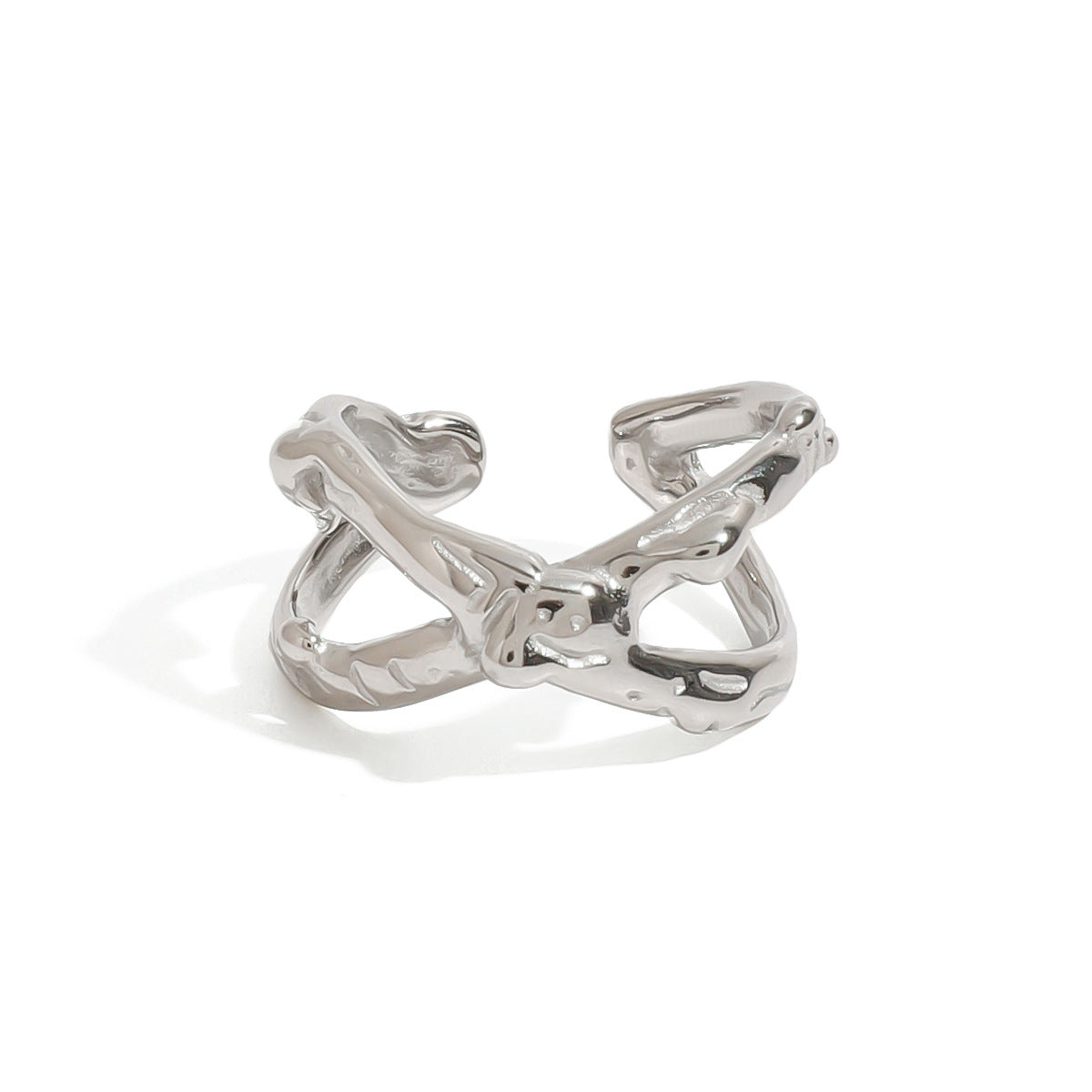 Geometric Plated Stainless Steel Ring for Women
