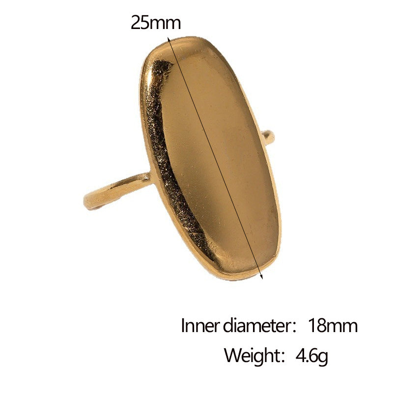Anello Aperto Geometrico Minimalista Vintage in Acciaio Inox Placcato Oro 18K per Donna