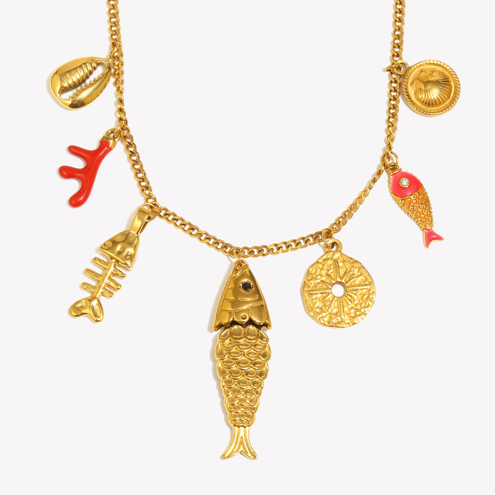 Collana con ciondolo in acciaio inossidabile placcato oro 18 carati con geometria bohémien di lusso da donna, fascino fai-da-te a barra
