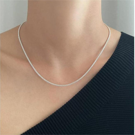 Minimalist Geometric Tulip Pendant Necklace in 925 Sterling Silver with Rhinestone Inlay and Plated Finish
