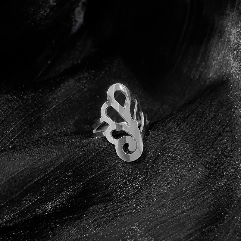 Anello Minimalista in Acciaio al Titanio a Forma di Corona per Uomo e Donna, Finitura Lucida, Anello per Dito Indice alla Moda
