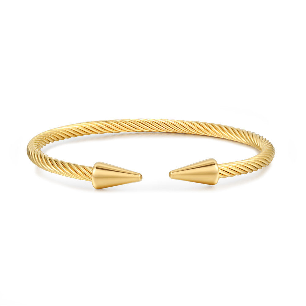 Punk Minimalist Geometric Titanium Steel Nail Cuff Bracelet