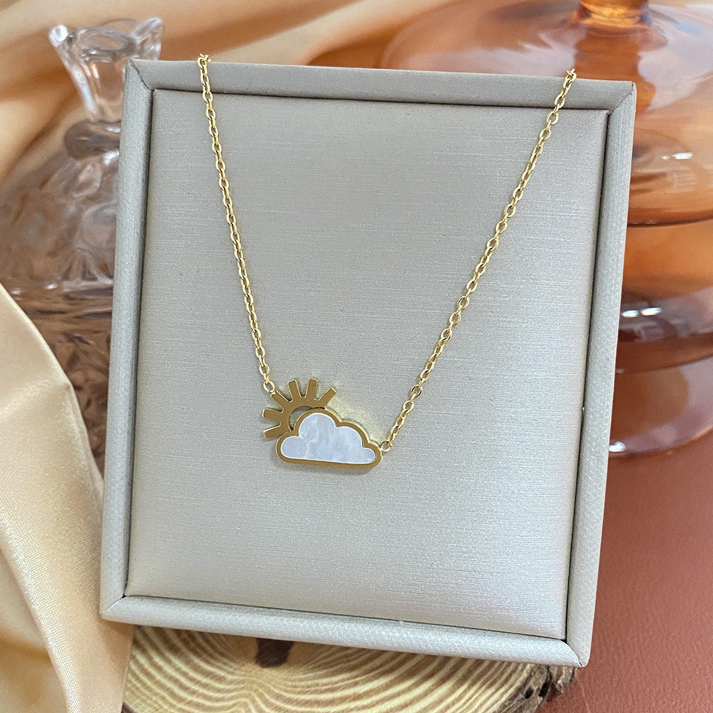18K Gold Plated Titanium Steel Heart Cartoon Leaf Necklace with Ethnic Elements