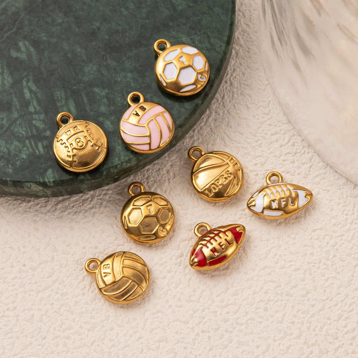 Sporty Vintage 18K Gold Plated Stainless Steel Ball Chain Necklace Charm Bar for Unisex