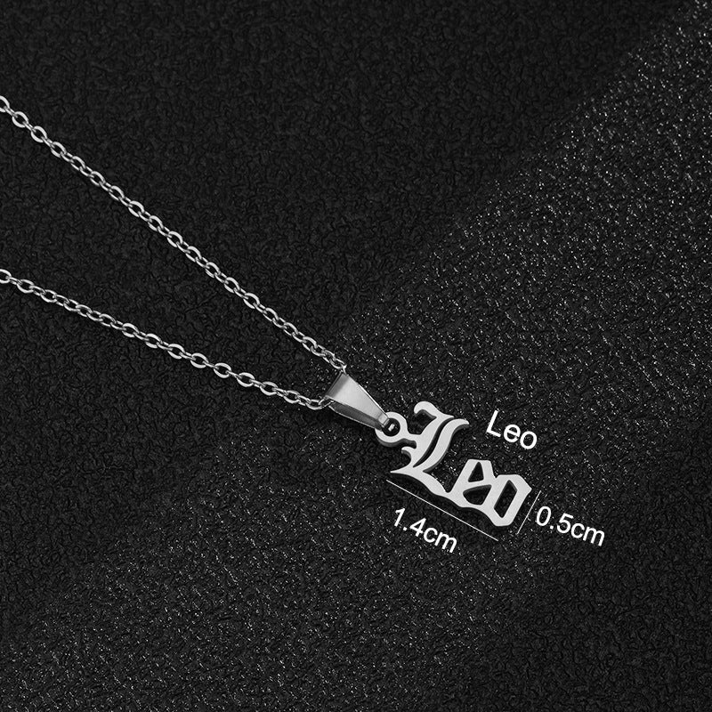 Zodiac-Themed Stainless Steel Pendant Necklace with Titanium Steel Charm and Electroplated Finish for Unisex Wear