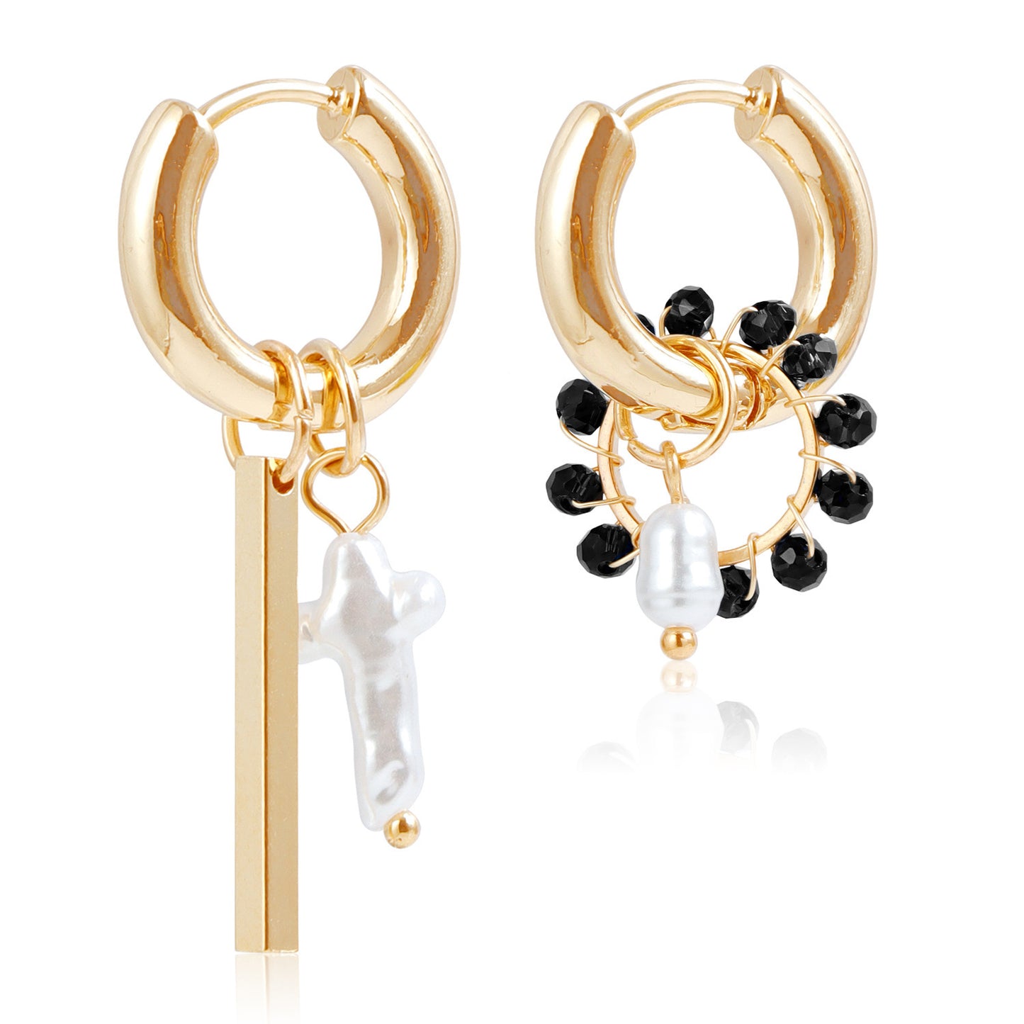 Geometric Woven Crystal Hoop Earrings for Women with Plated Finish Minimalist Fashion Accessory