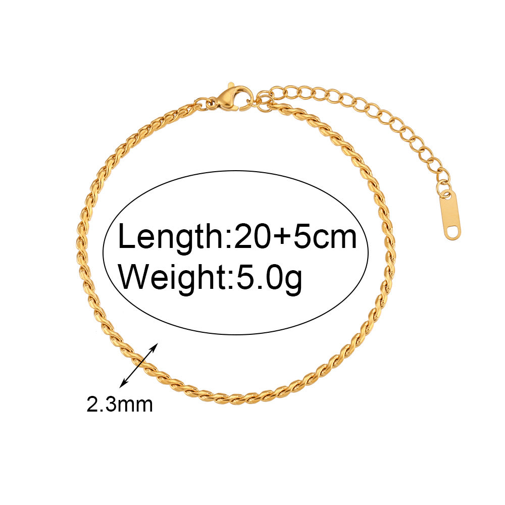 Tobillera Minimalista Geométrica de Perlas de Agua Dulce para Mujer con Zirconia Microincrustada en Cadena de Cuerda de Cáñamo