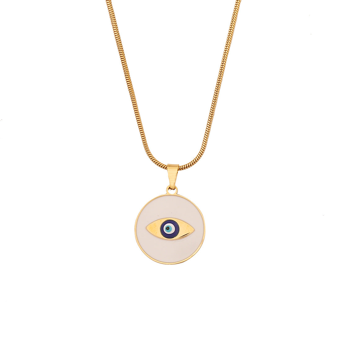 Collana Personalizzata in Acciaio Inossidabile con Smalto Geometrico a Occhio