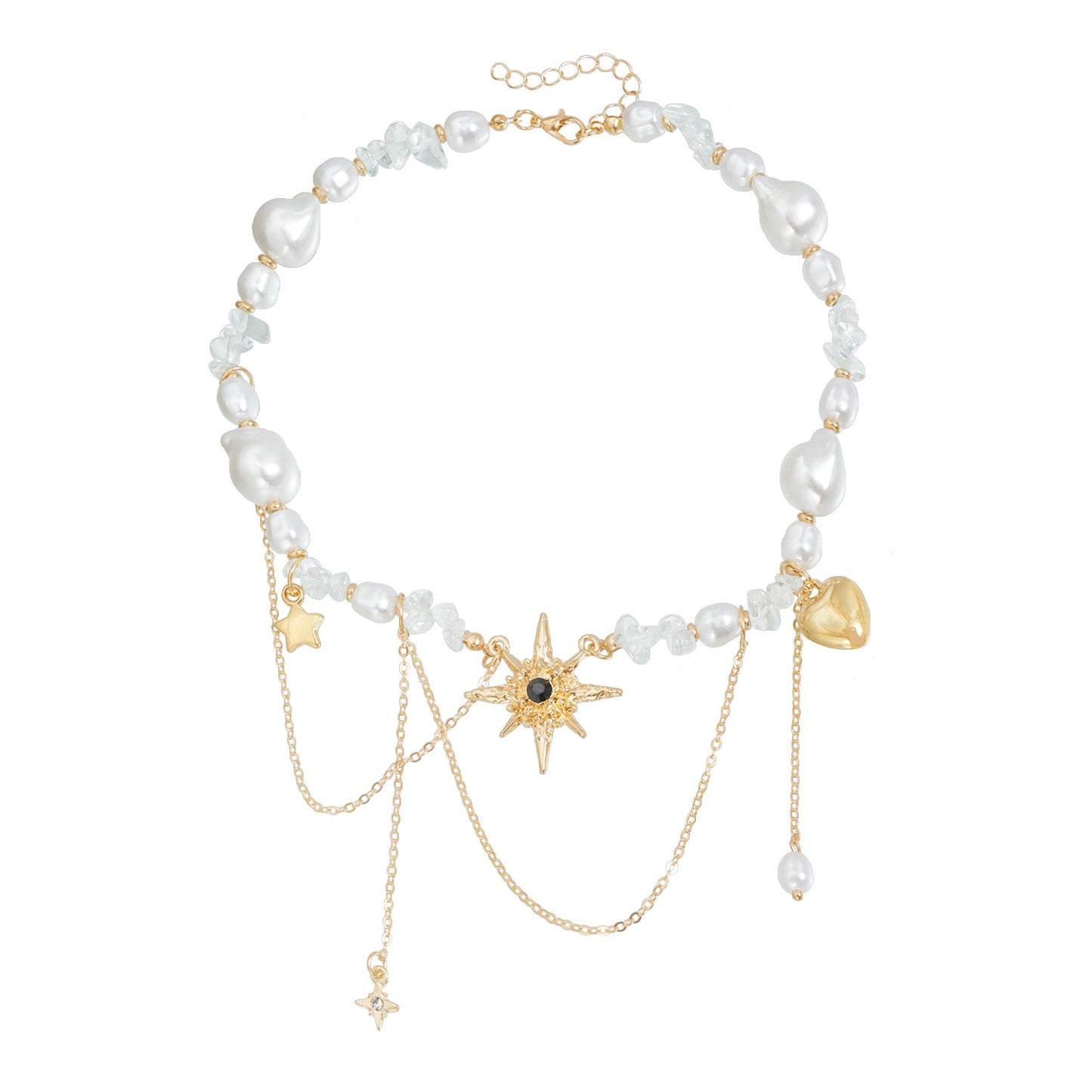 Sweet Streetwear Eight-Pointed Star Geometric Alloy Plated Necklace for Women