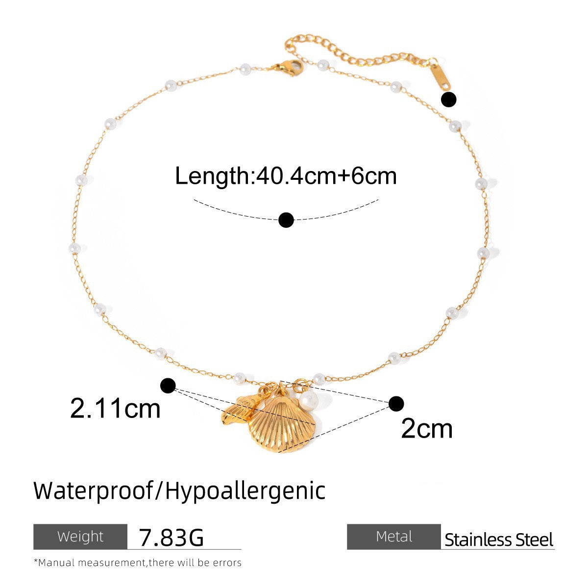 Collana minimalista con stella marina e conchiglia geometrica in acciaio inossidabile con ciondolo in acciaio al titanio e finitura placcata per donna