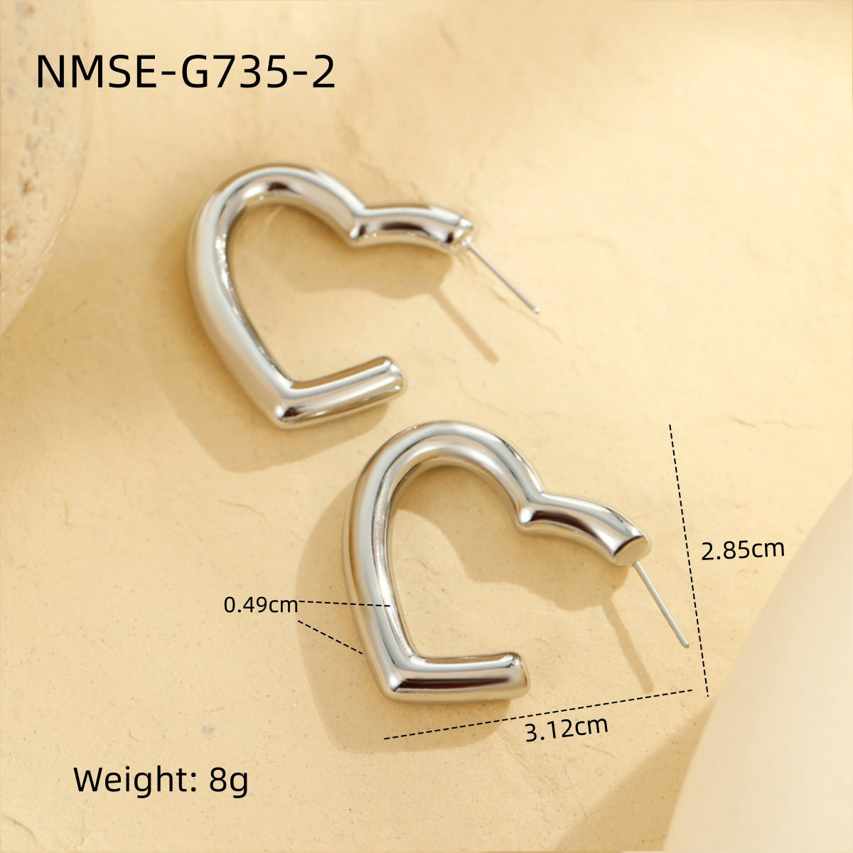 Pendientes de acero inoxidable con forma de estrella y corazón geométricos con baño de oro para mujer, elegantes para la oficina