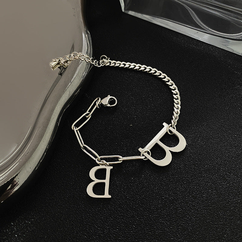 Hip-hop Letter B Plated Titanium Steel Bracelet