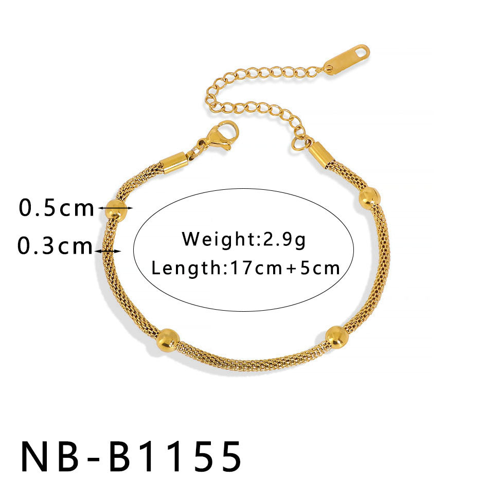 INS Style Geometric and Letter-Shaped Titanium Steel Stainless Steel Bracelet with 18K Gold Plating for Couples