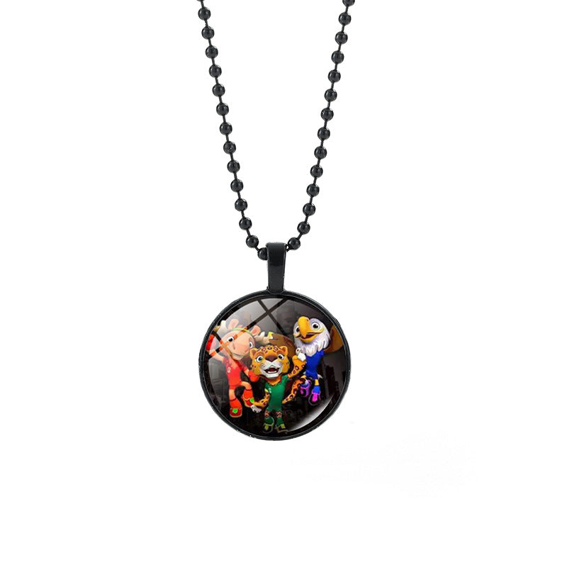 Collana girocollo con ciondolo tondo geometrico casuale in cristallo placcato in lega con catena a maglie forzate Unisex
