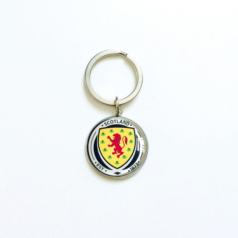 Sporty Round Stainless Steel Keychain National Football Team Souvenir Gift