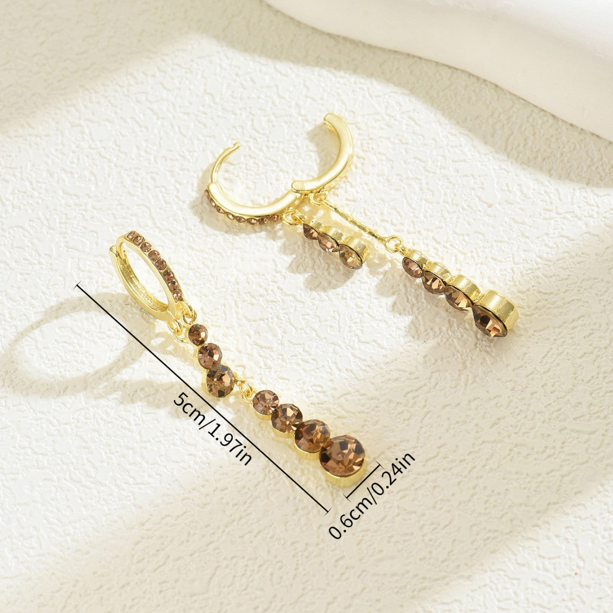 Pendientes de Cobre para Mujer de Estilo Geométrico Urbano con Incrustaciones de Pedrería y Postes de Acero Inoxidable