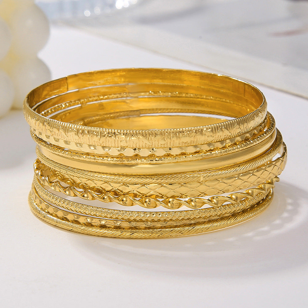 Bohemian 18K Gold Plated Brass Geometric Round Multi-Layer Bracelet for Women
