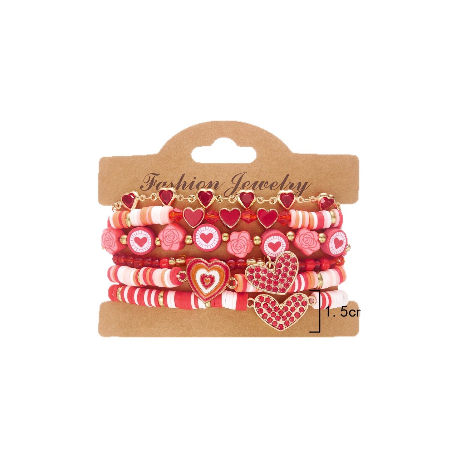 Handmade Resin Heart Pendant Bracelet Set Unisex